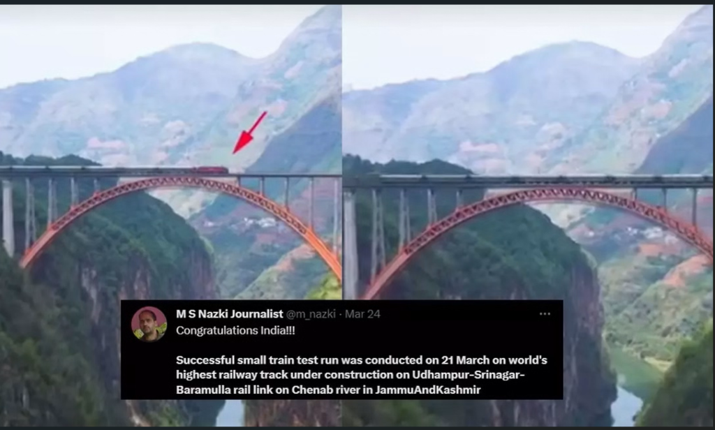 Shared Footage Shows China's Beipan River Bridge Serving as Rail Connection to the Chenab River - ye bhi theek hai.