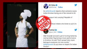 Fact Check: Diljit Dosanjh accused a girl of inciting hatred by waving the Indian flag during a music performance in America.